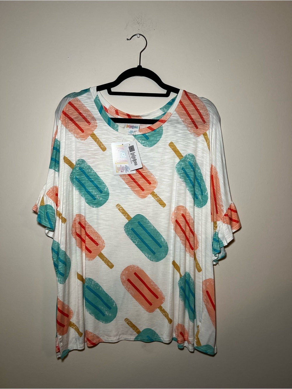 LuLaRoe Multicolor Popsicle Print Top - Teal & Coral